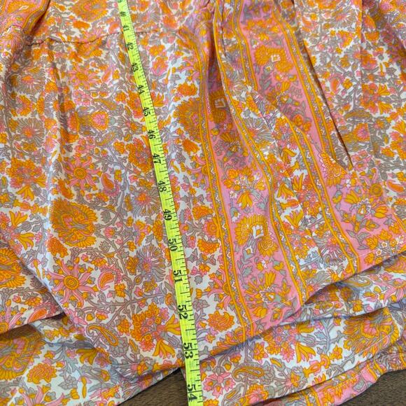 Raga Shalina Ruffle Tassel Tie Collar Satin Maxi Dress Orange Pink Sz Med NWT - Picture 9 of 9